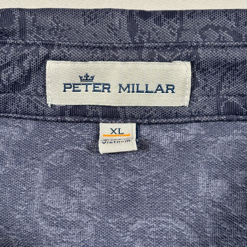 Peter Millar Polo Shirt Mens XL Navy Blue Skull All Over Print Performance - Picture 4 of 10